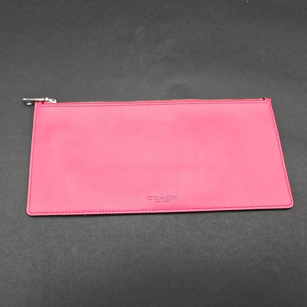 Coach Leather Pink Zippered Purse Travel Pouch Money Holder